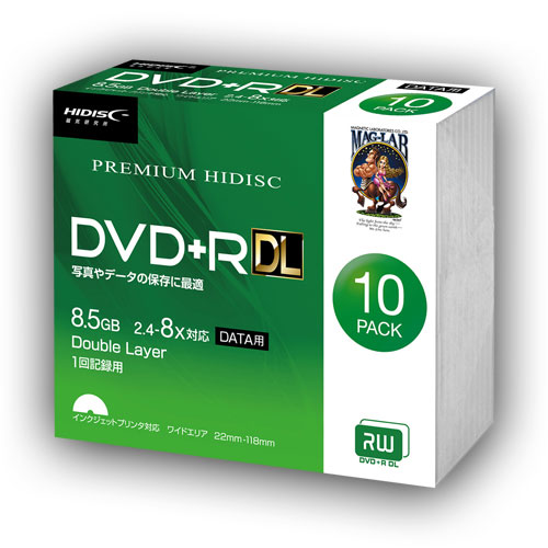 HIDISC DVD+R DL 8倍速対応 8.5GB 1回 データ記録用 インクジェット