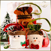 【3種】手提げ巾着袋 丸ごとサンタ 雪だるま トナカイ プレゼント入れ お菓子袋 クリスマス