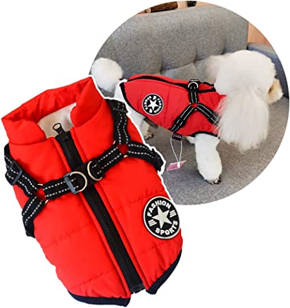 服 一体型綿入れを牽引する 犬 ベスト 綿服コート 小型犬 軽量 防寒 防水ジャケット 暖かい ペット服