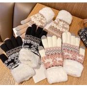 秋冬 クリスマス 韓国風ニット手袋  レディース手袋 厚手 冬用グローブ  裹起毛 ファッションふわふわ5色