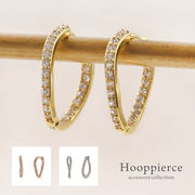 波打つエレガントなデザイン★キラキラ☆フープピアス♪キュービックジルコニア/sl-1373