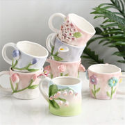 素敵な商品 INSスタイル 手作り セラミックカップ マグカップ 手描き 牛乳カップ 水カップ 植物 花卉
