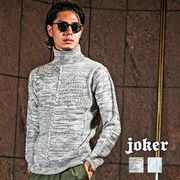 【SALE】ボックスチェック切替えタートルネックニットセーター／joker