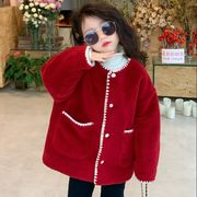 お勧め 秋冬新作 韓国風子供服 女の子 ふわふわボア キルティング 綿入れコート ジャケット 5-13