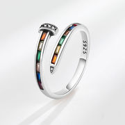 リング　指輪  ins デザインリング オープン 調節　銅製 s925シルバー 虹のくぎ