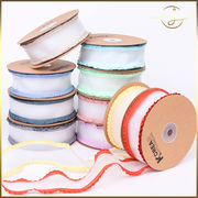 【10色】ギャザー縁リボンテープ 透け感 ラッピング ギフト 花束包装 手芸材料 雑貨