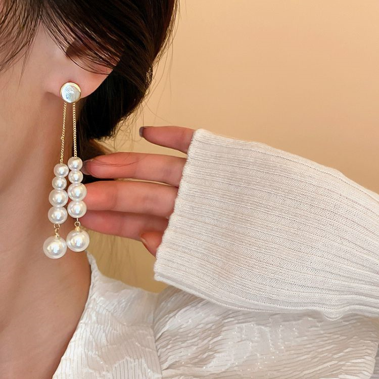 追加限定発売品質保証 早い者勝ち 気質 真珠 フリンジ 耳飾り 大人気 ピアス 銀針 耳ピン デザインセンス