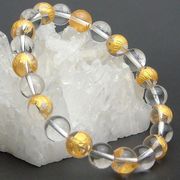 (パワーストーン)AA級水晶金虎彫りコンビブレスレット10mm