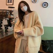 ニットセーター厚手のセーターコート女子学生秋冬新作韓国版ゆったり外着ニットセータートップス