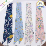 春夏の新作 花柄 スカーフ 細スカーフ ネッカチーフ バッグスカーフ 長方形スカーフ バッグ飾り おしゃれ