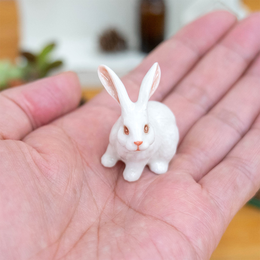 セラミックミニアニマル ウサギ 白[うさぎ 兎 ラビット 陶器