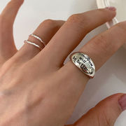 指輪　リング　アクセサリー　韓国ファッション　金属　デザイン　アルファベット　ワイド
