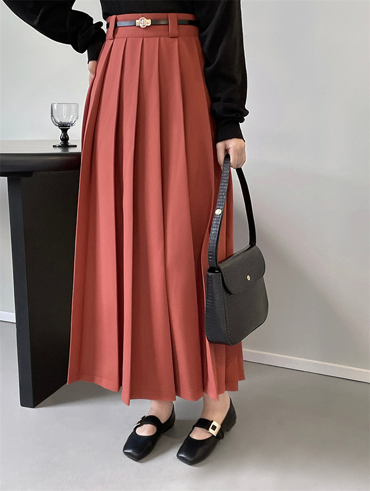 コーデに輝きを添える スリム ハイウエスト プリーツスカート レトロ ロングスカート 新品 快適である