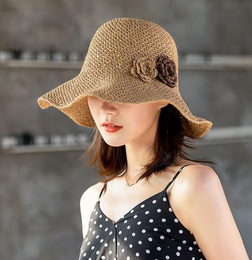 2023 韓国風  麦わら帽子  レディース服 花柄　帽子 かわいい  ハット   大人用  日焼け止め2色