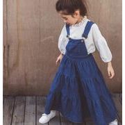 2023 春新作 韓国版 長袖 上着 ストラップスカート 女の子  ワンピース 2つ セット 子供服
