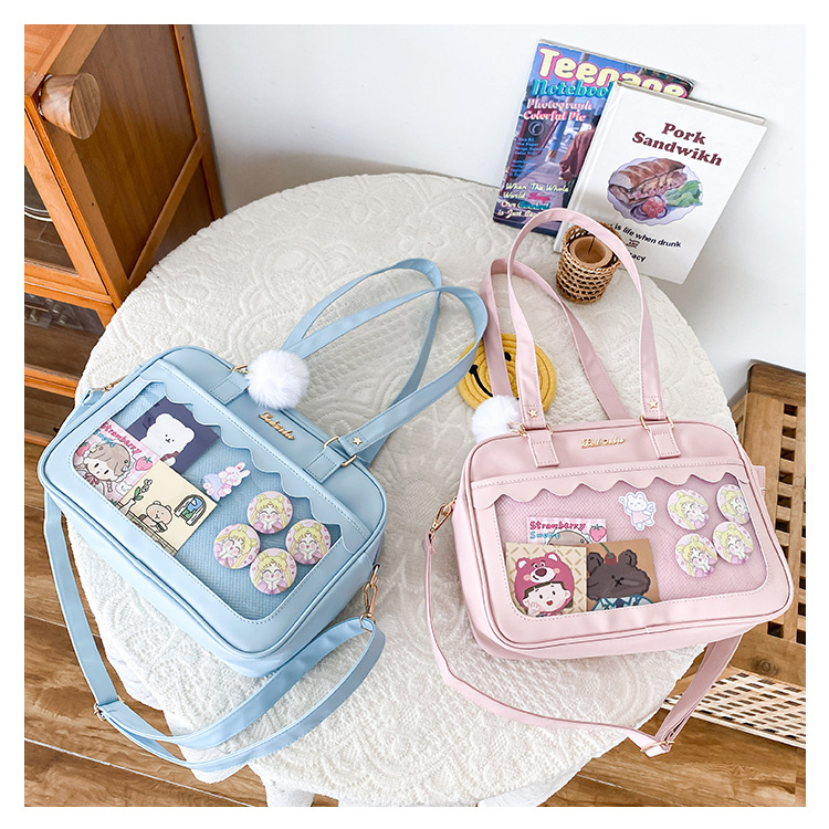 ☆可愛い痛バッグ 透明バッグ 学生風 2WAY PUバッグ 二次元