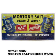 メタルサイン MORTON SALT COMES 2 WAY !【モートンソルト ブリキ看板】