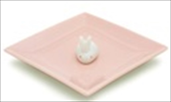陶器香皿＆ウサギ香立（ピンク） 【 日本香堂 】 【 仏具 】