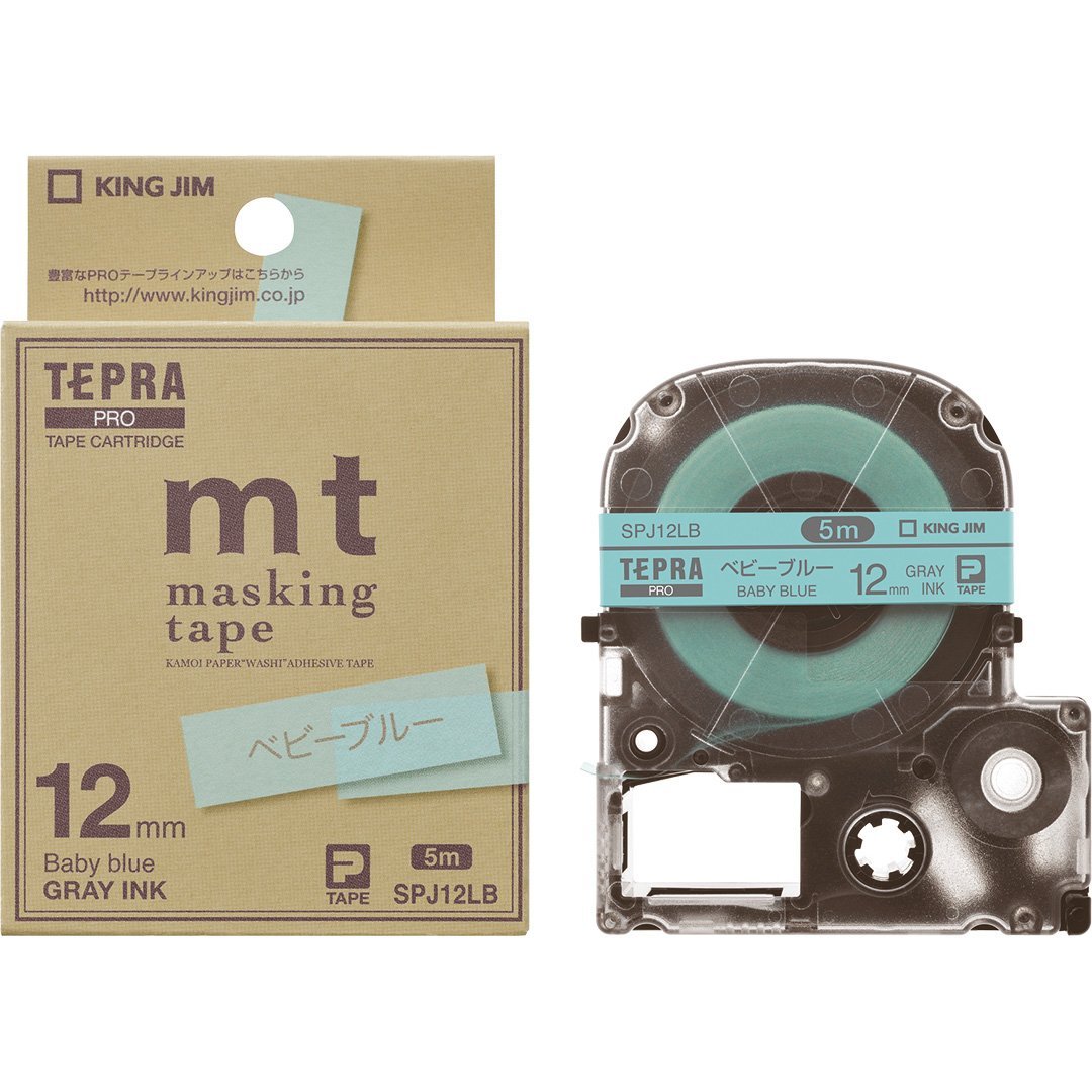 キングジム テプラ PROテープ マスキング ベビーブルー／グレーSPJ12LB