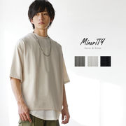 【2023年春の新作】梨地ビッグサイズサイドスリットデザインクルーネックTシャツ/MinoriTY