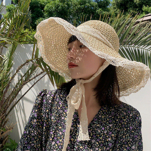 麦わら帽子　帽子　夏　UVカット　つば広　日焼け防止　紫外線対策　海　レディース　蝶結び