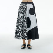 2023夏の新サイズ婦人服幾何学プリントスティッチデザインハーフスカートゆったり着やせフレアースカート66