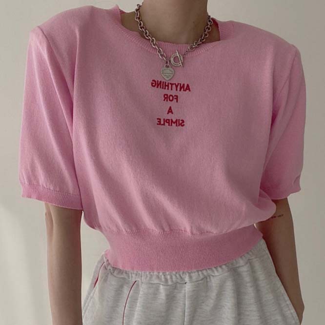 【2023夏新作】韓国風レディース服　夏　優しい　きれいめ　半袖セーター　ニット　