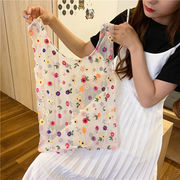 【バッグ】ファッション・ネット刺繍の花バッグ・ハンドバック・手提げ鞄・かわいい・