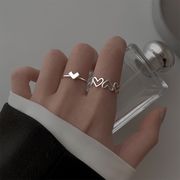新作 韓国風  レディース  気質   アクセサリー  透かし彫り  ハートの指輪    開口指輪    2点セット