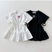 2025夏新作  韓国風子供服   キッズ服     ハート  カジュアル   ワンピース   2色