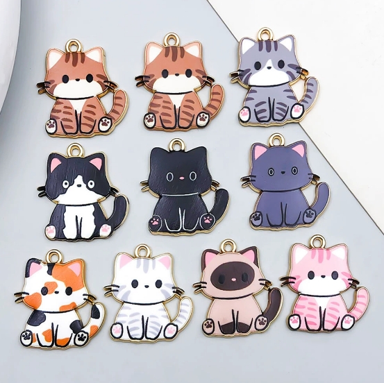 猫  デコレーション  ペンダント   手作り  合金デコパーツ   スマホケース美容 DIYパーツ