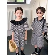 2023夏人気   韓国風子供服  キッズ   ベビー服  トップス+ショートパンツ  半袖  可愛い  セットアップ