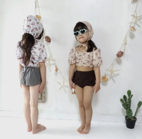 韓国風子供服  ハワイ  キッズ水着   プール用品 ベビー服  水遊び   オールインワン 女の子2色