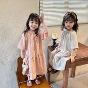 2023夏人気新作  韓国風子供服 ベビー服   カジュアル   キッズ     ワンピース  女の子 2色