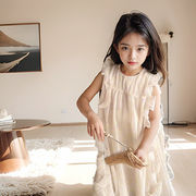 2024夏新作  韓国風子供服  キッズ服   袖なし   ワンピース   プリンセスドレス   女の子