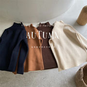 ins秋冬新品  韓国風子供服   キッズ服    ニットセーター    無地   トップス    4色
