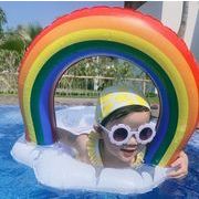 2023夏新作   ハワイ  子供浮き輪    ビーチ用    足入れ   座付き  虹   水泳用品   水遊び    浮き具