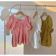 2023 韓国風子供服 ベビー服  キッズ  女の子   半袖 Tシャツ  トップス 3色