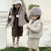 ins秋冬新品   韓国風子供服    キッズ服   袖なし  ベスト  コート   チョッキ   ふわふわ もふもふ	 2色