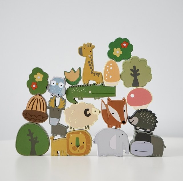韓国風   子供用品  ベビー用品    木質  知育玩具  おもちゃ 積み木  遊び用  木製パズル  動物
