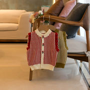 秋新作  韓国風子供服  キッズ服  袖なし  セーター  カーディガン  ファッション    90-130cm  2色