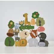 韓国風   子供用品  ベビー用品    木質  知育玩具  おもちゃ 積み木  遊び用  木製パズル  動物