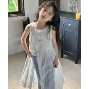 2024 夏 韓国風子供服  キッズ服   ワンピース  レース  袖なし  女の子