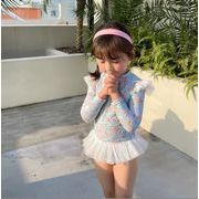 2023 韓国風子供服 キッズ 水着 花柄  ワンピース  長袖 ハワイ   女の子 ベビー服 連体水着