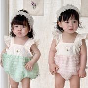 2024夏新作    韓国風子供服  ベビー服   キッズ    袖なし   新生児   ロンパース  66-90cm  2色