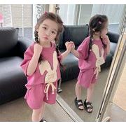夏人気  韓国風子供服 キッズ ベビー服  半袖  Tシャツ+ショートパンツ  セットアップ  カジュアル 2色