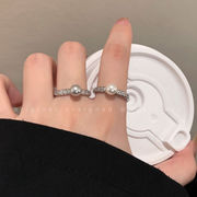 新作  ins 韓国風  レディース  アクセサリー    リング    開口指輪   気質    調節可能   2色の真珠