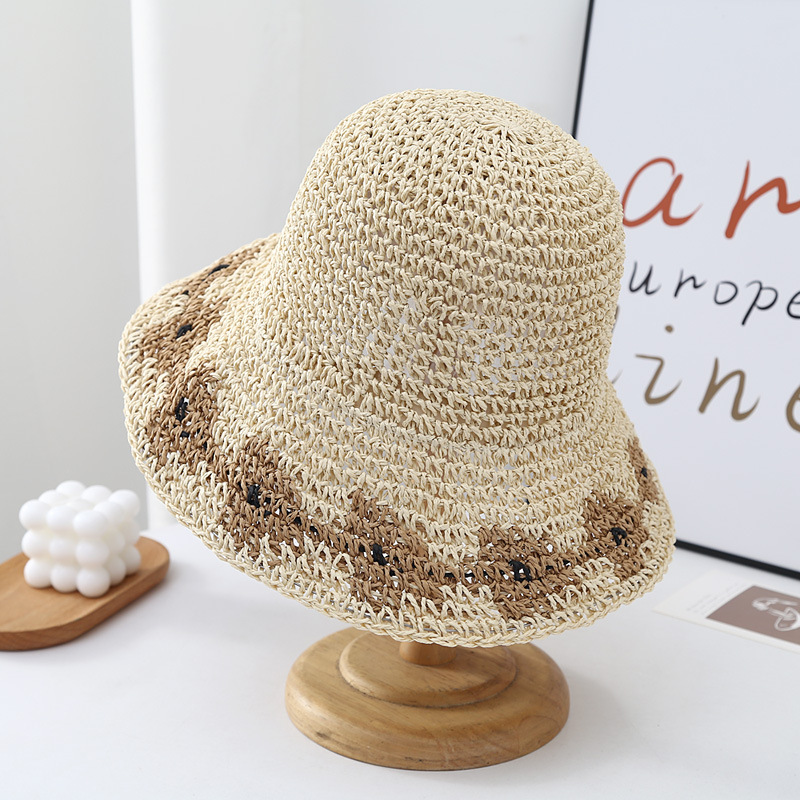夏の大庇アウトドアリゾートビーチハット手編み日焼け止め麦わら帽子紫外線サンバイザー