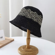 夏の新作レディース帽子手編みバケットハット透かし型サンバイザー韓国小さなバケツ麦わら帽子