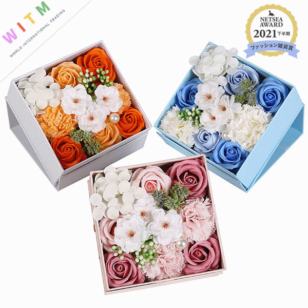 母の日 パラ 桜 方型 ソープフラワー カーネーション 枯れないお花 シャボンフラワー ギフト 誕生日